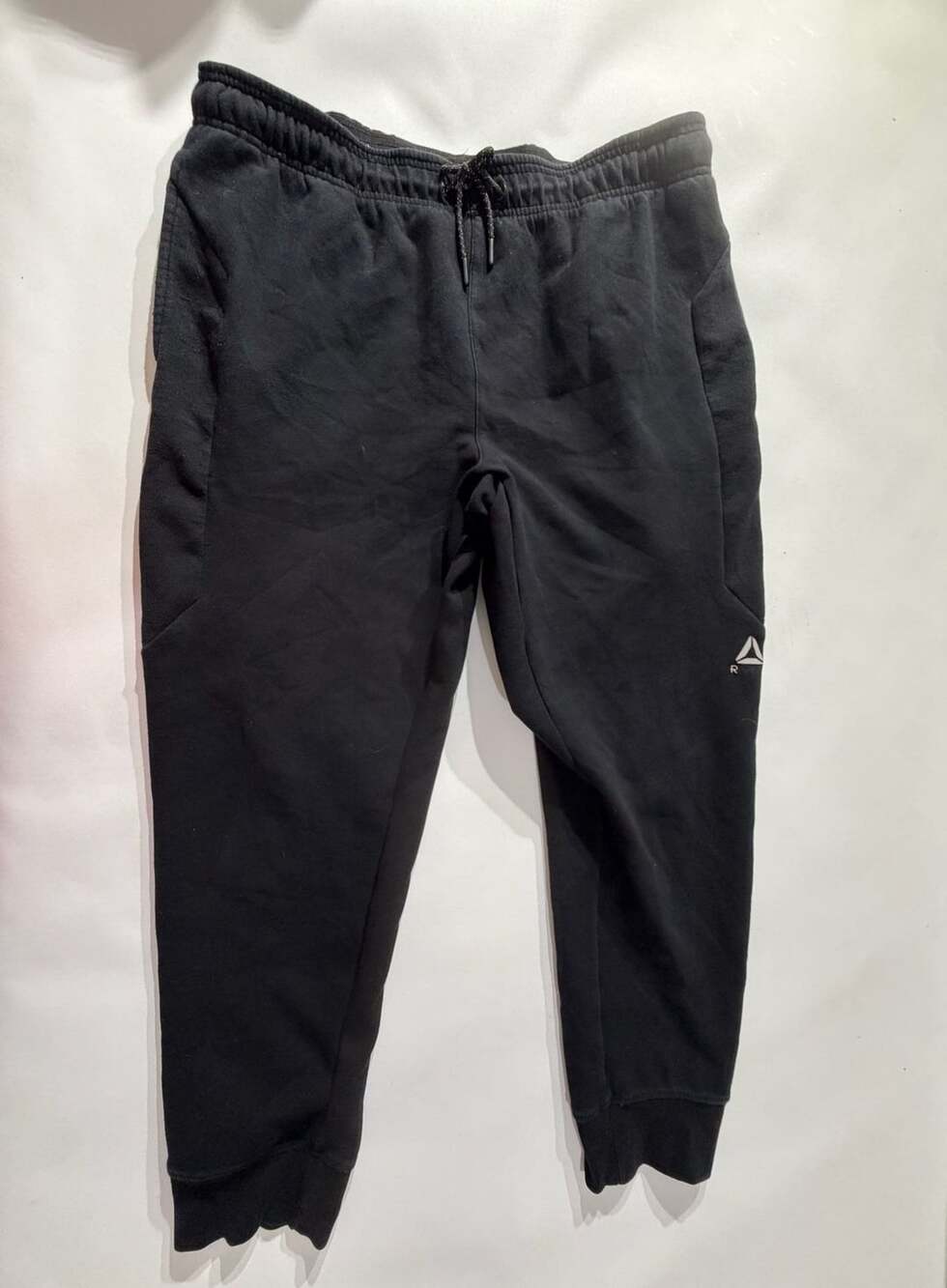 Reebok L/G Black Jogger Sweatpants Logo Fleece Athletic Athleisure